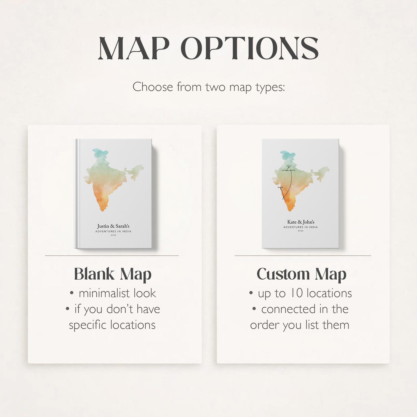 India Personalised Travel Journal | Travel Map Diary, Planner & Bucket List Book