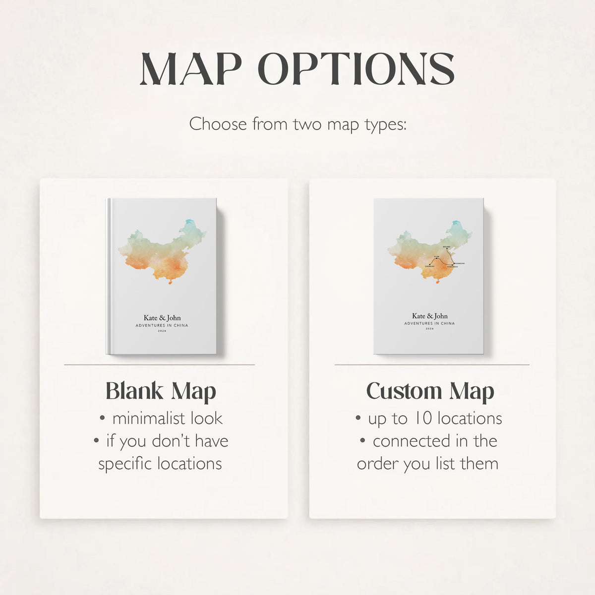 China Personalised Travel Journal | Travel Map Diary, Planner & Bucket List Book