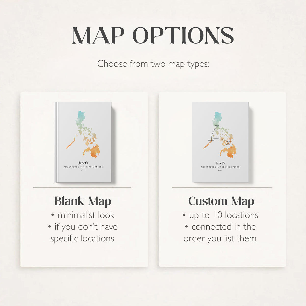 Philippines Personalised Travel Journal | Travel Map Diary, Planner & Bucket List Book
