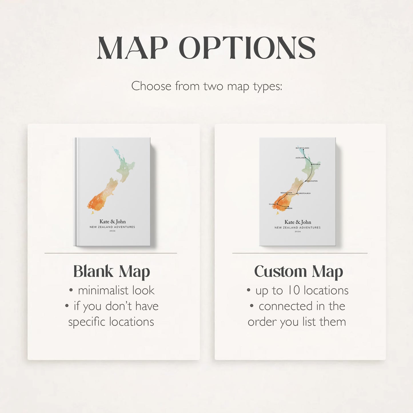 New Zealand Personalised Travel Journal | Travel Map Diary, Planner & Bucket List Book