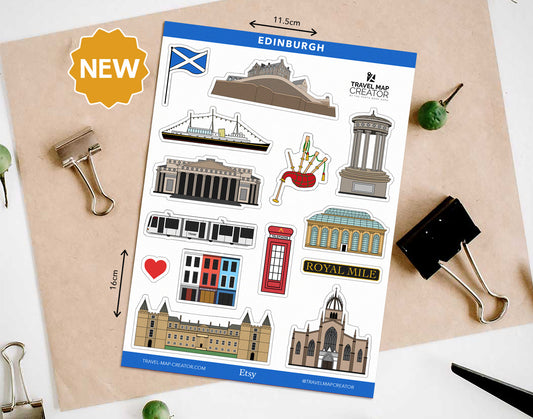Edinburgh Scotland Travel Journal Vinyl Sticker Sheet