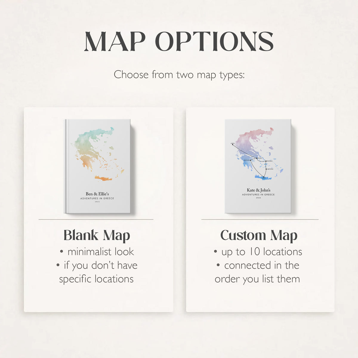 Greece Personalised Travel Journal | Travel Map Diary, Planner & Bucket List Book