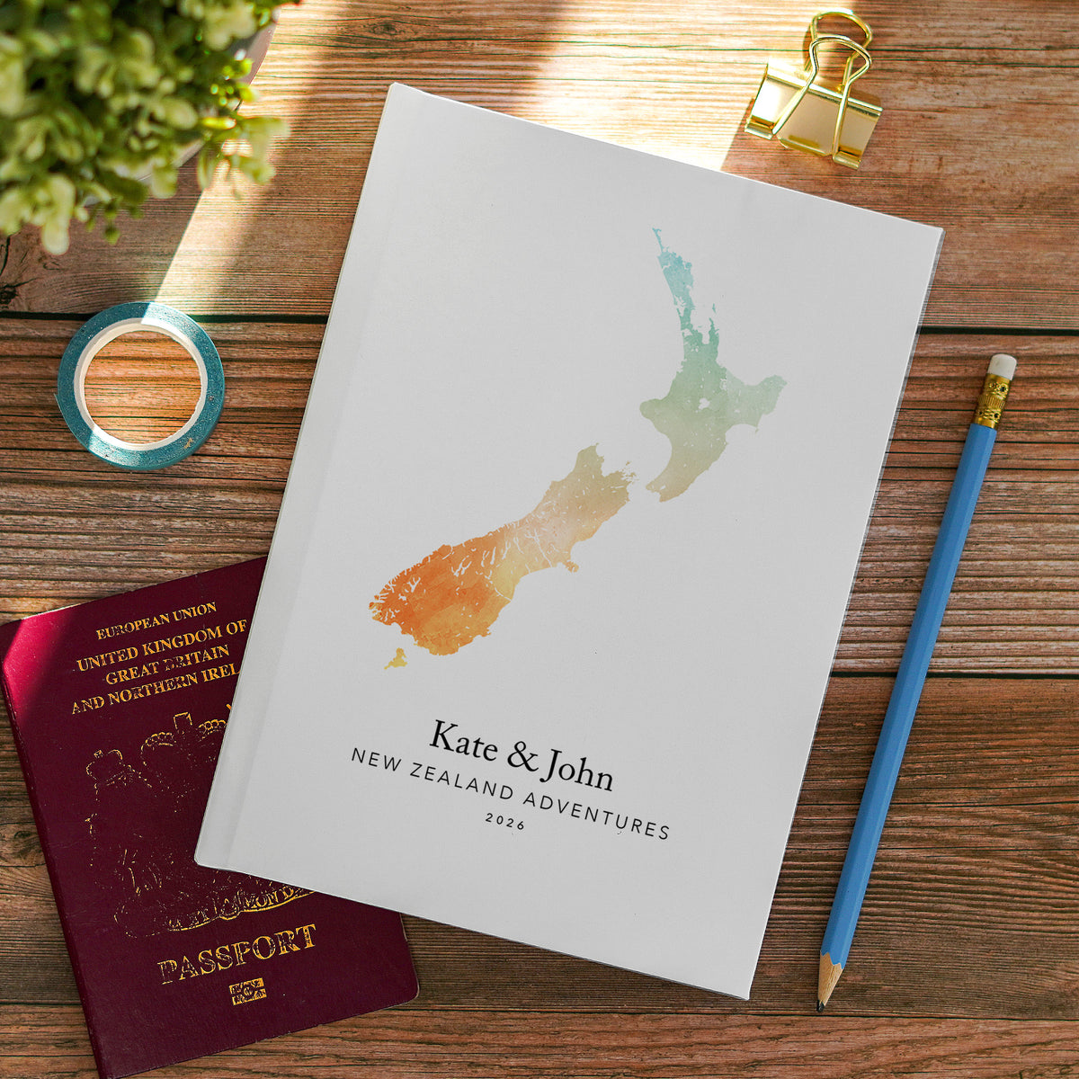 New Zealand Personalised Travel Journal | Travel Map Diary, Planner & Bucket List Book