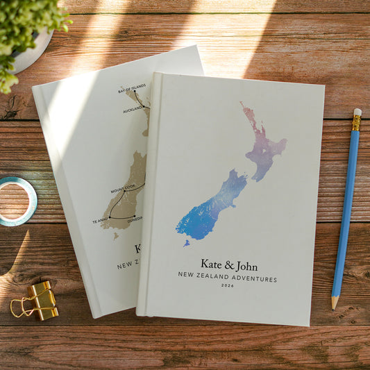 New Zealand Personalised Travel Journal | Travel Map Diary, Planner & Bucket List Book