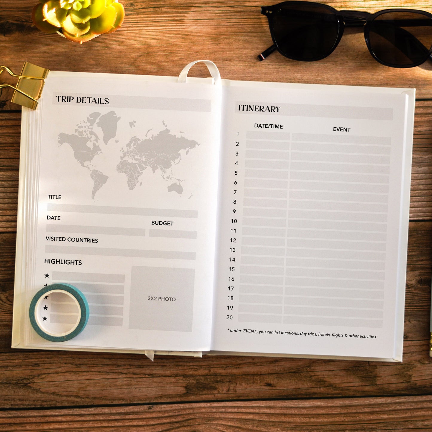 Personalised Colourful Travel Journal