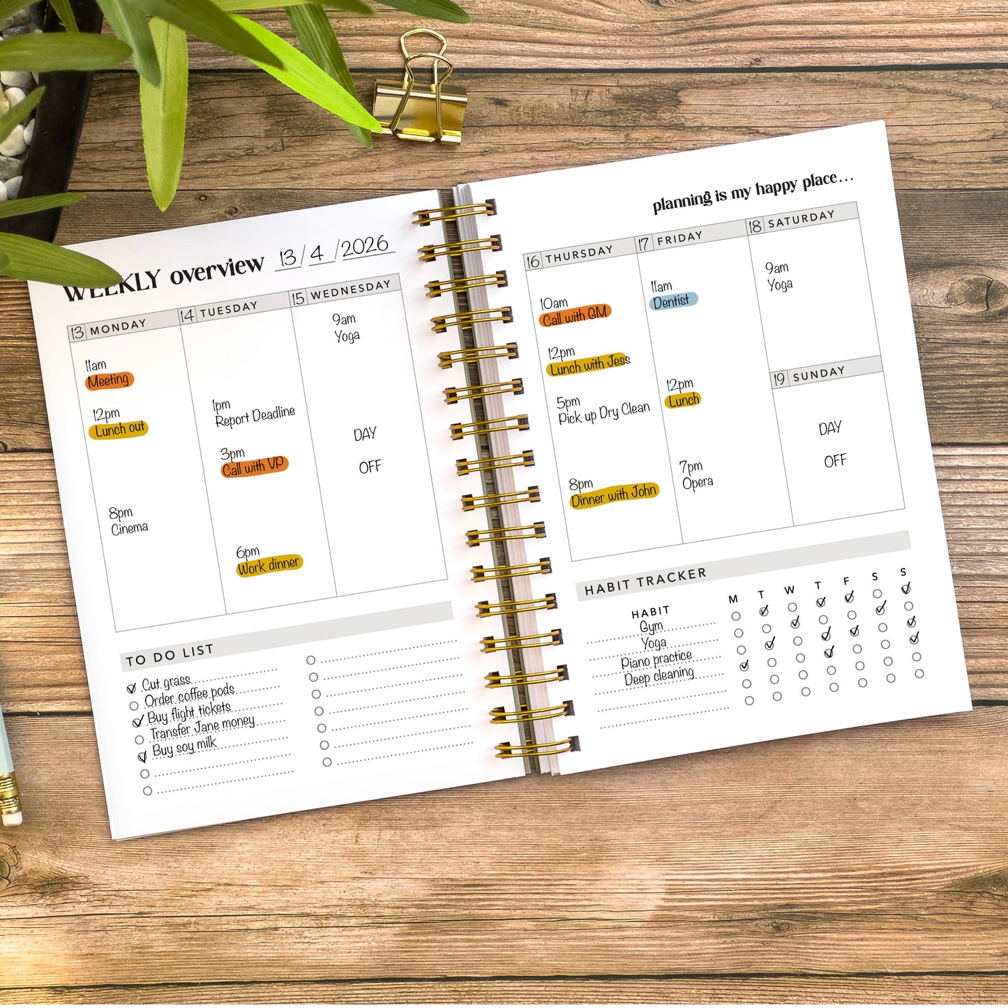 Undated Weekly Planner Diary - Personalised Life organiser