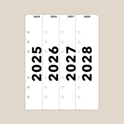 Yearly Tab Dividers - Travel Journal Binder Insert