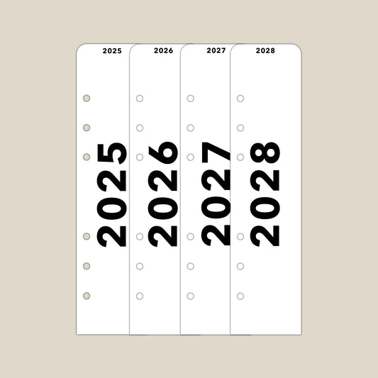 Yearly Tab Dividers - Travel Journal Binder Insert