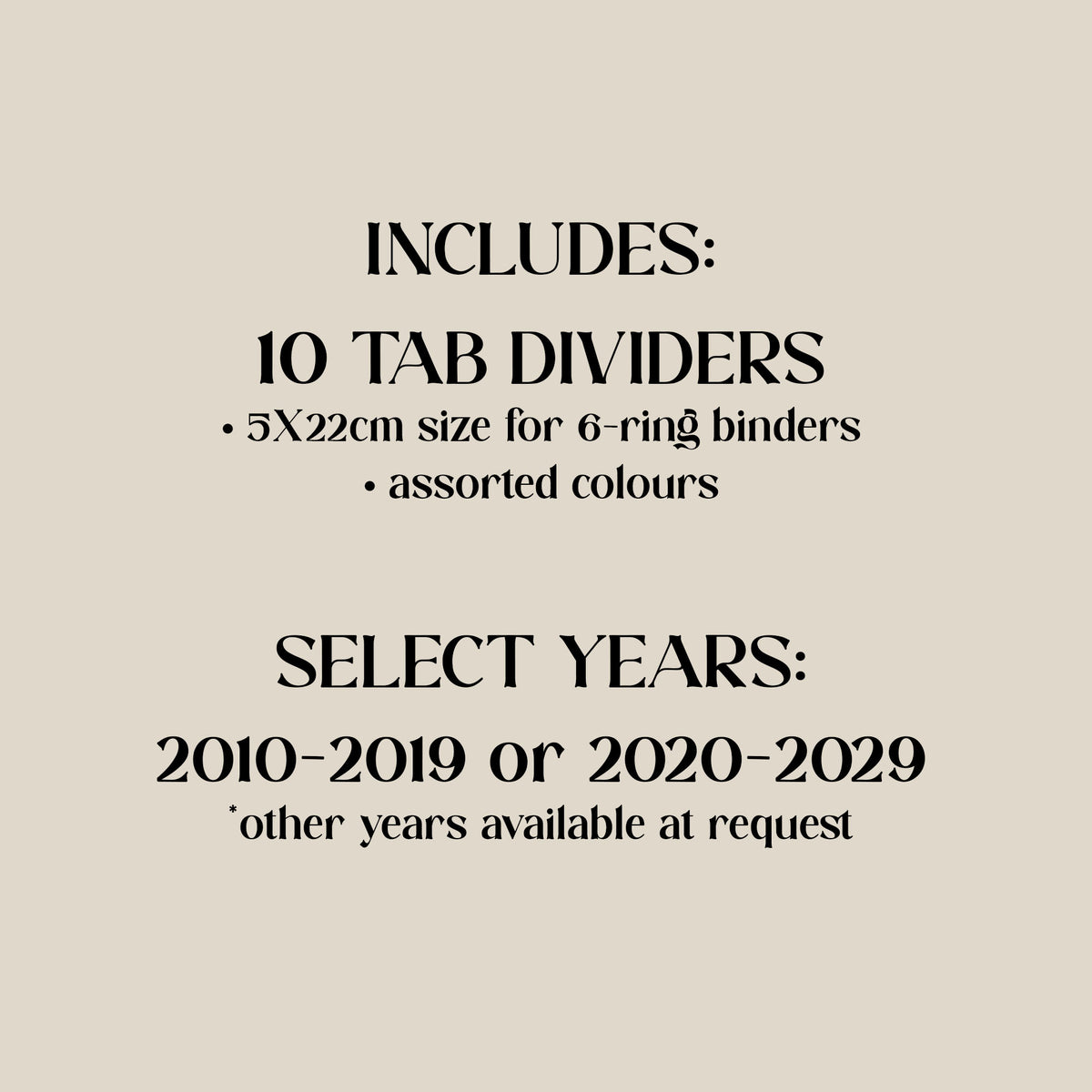 Yearly A5 Tab Dividers - Travel Journal Binder, Planner, Organiser Insert