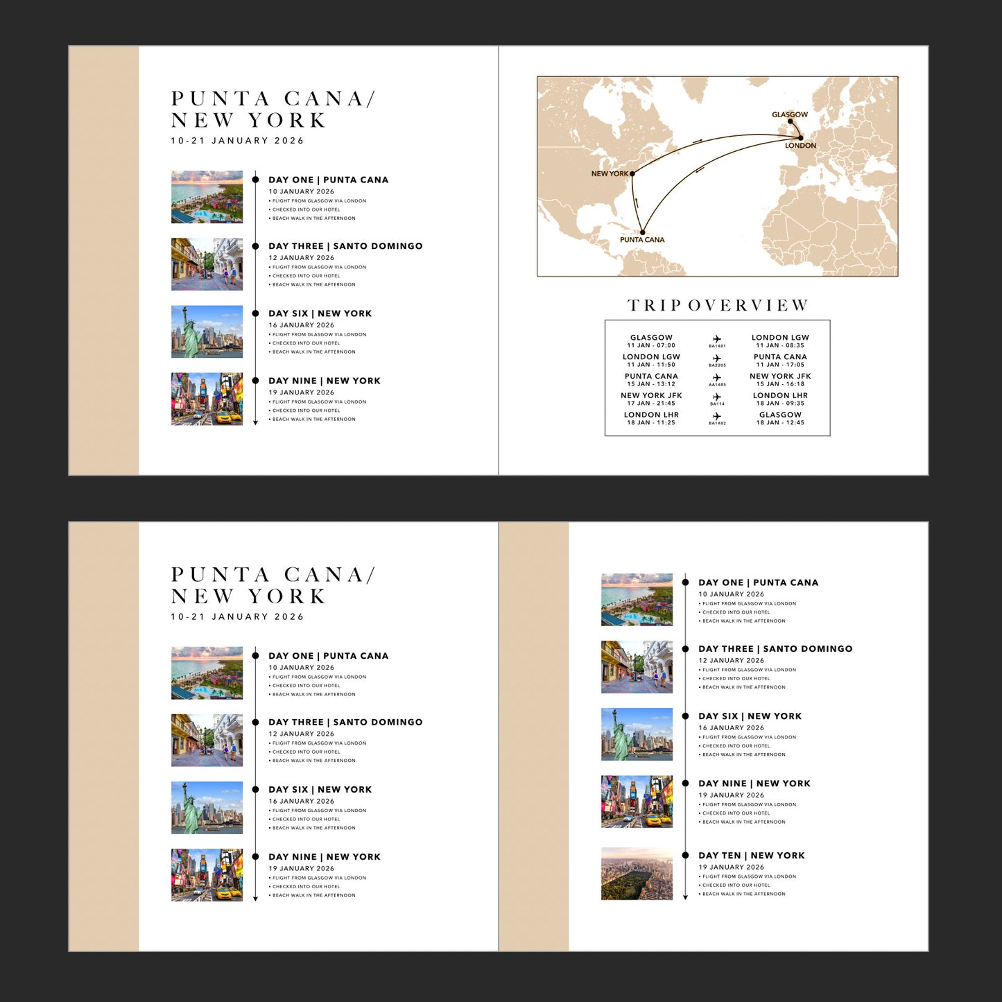 Magazine Itinerary Template for Photo Books