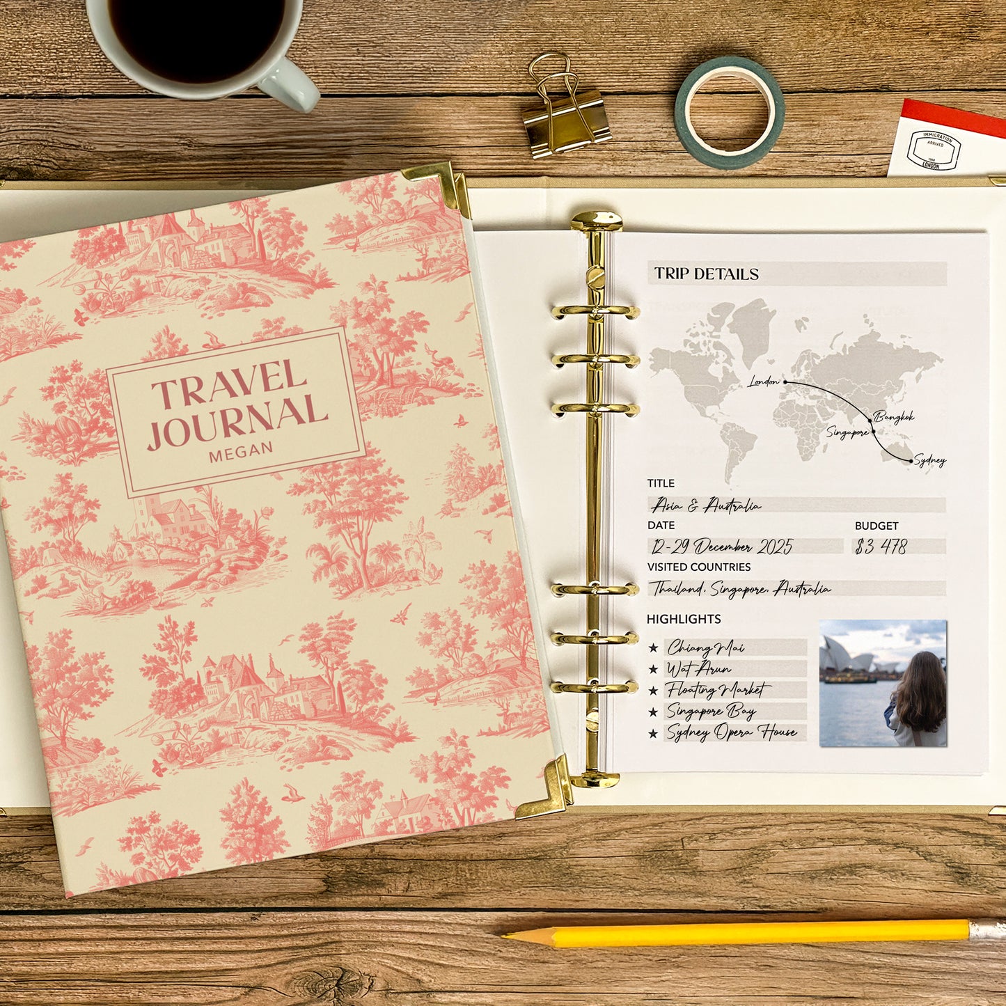 Personalised Travel Journal Binder | Toile
