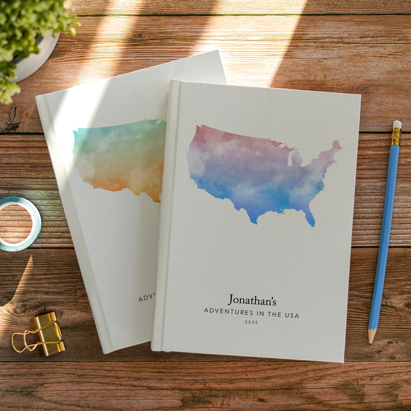 USA Personalised Watercolour Travel Journal